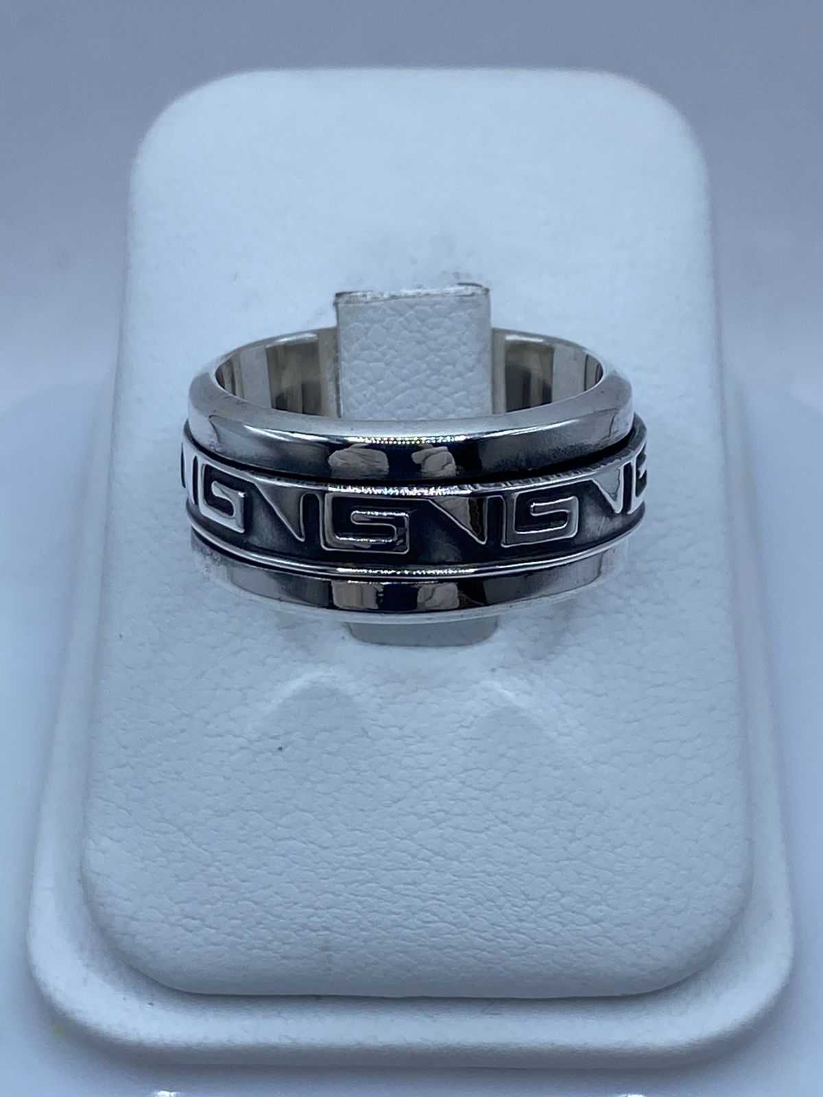 Anillo Giratorio de Plata 925 con Diseño Greca Clásico — vista lateral