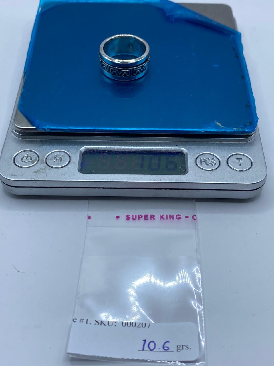Anillo Giratorio de Plata 925 con Diseño Greca Geométrica, vista superior
