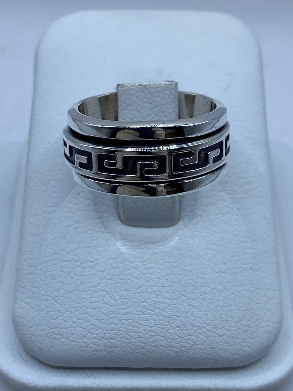 Anillo Giratorio de Plata 925 con Diseño Greca Clásica