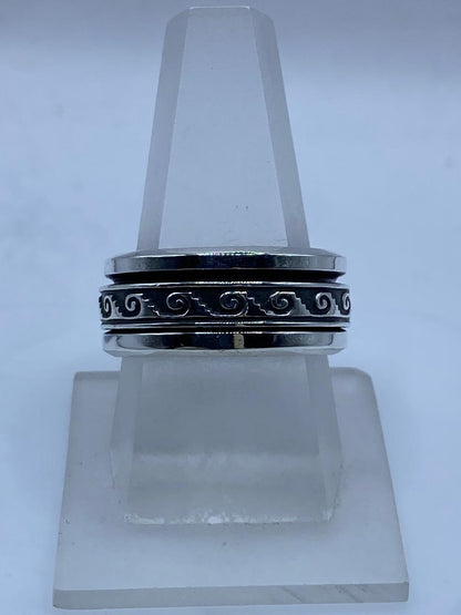 Anillo Giratorio de Plata 925 con Diseño de Olas