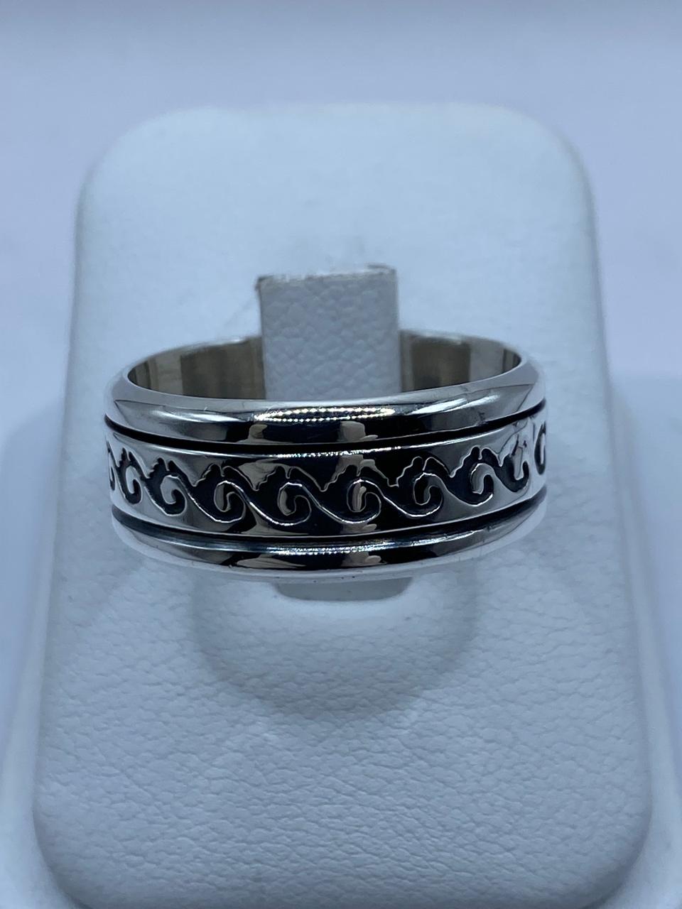Anillo Giratorio de Plata 925 con Diseño de Olas Clásicas