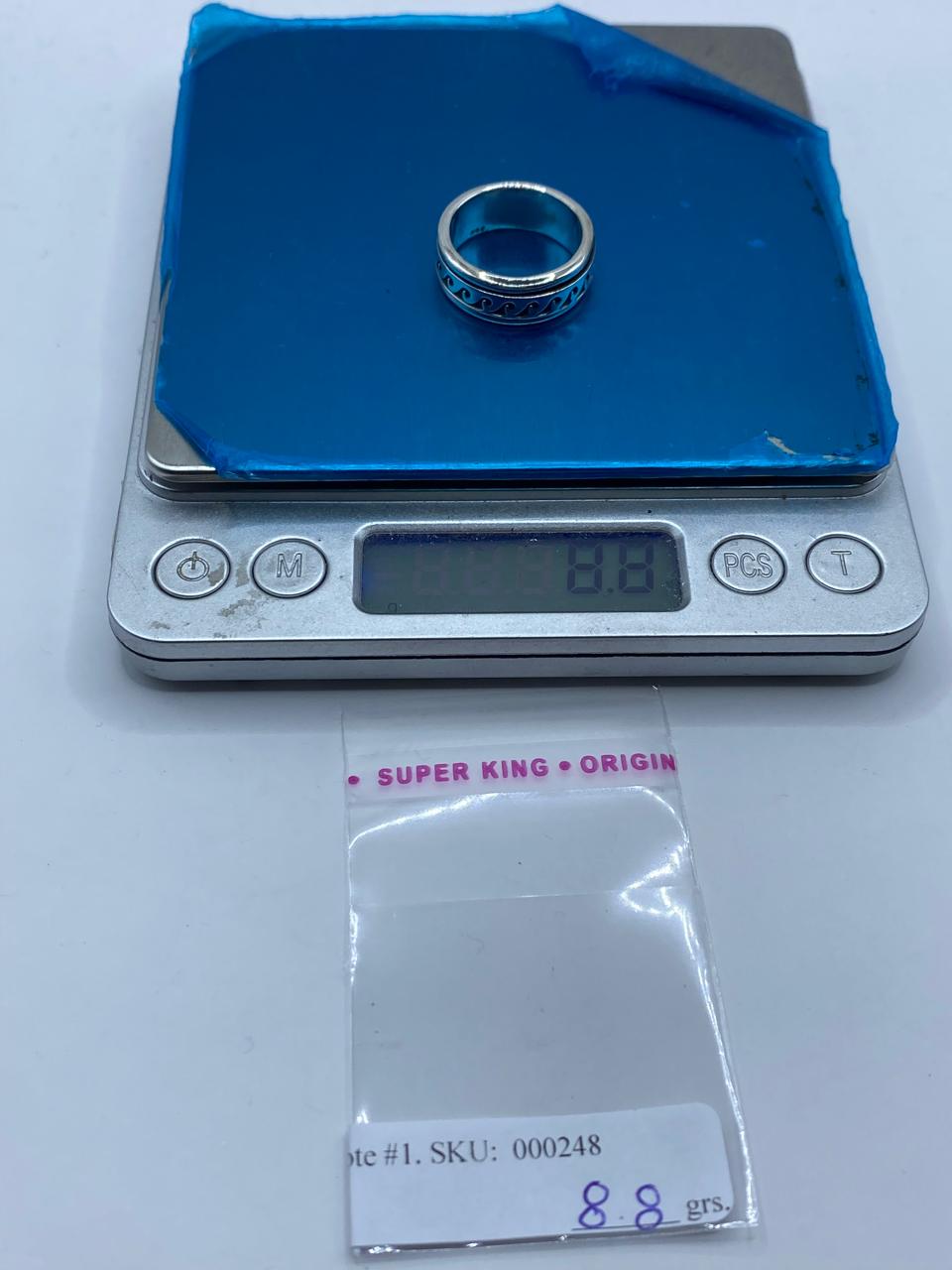Anillo Giratorio de Plata 925 con Diseño de Olas Clásicas , peso en gramos (báscula)