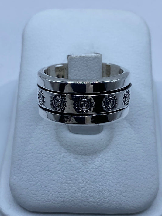 Anillo Giratorio de Plata 925 con Diseño de Soles