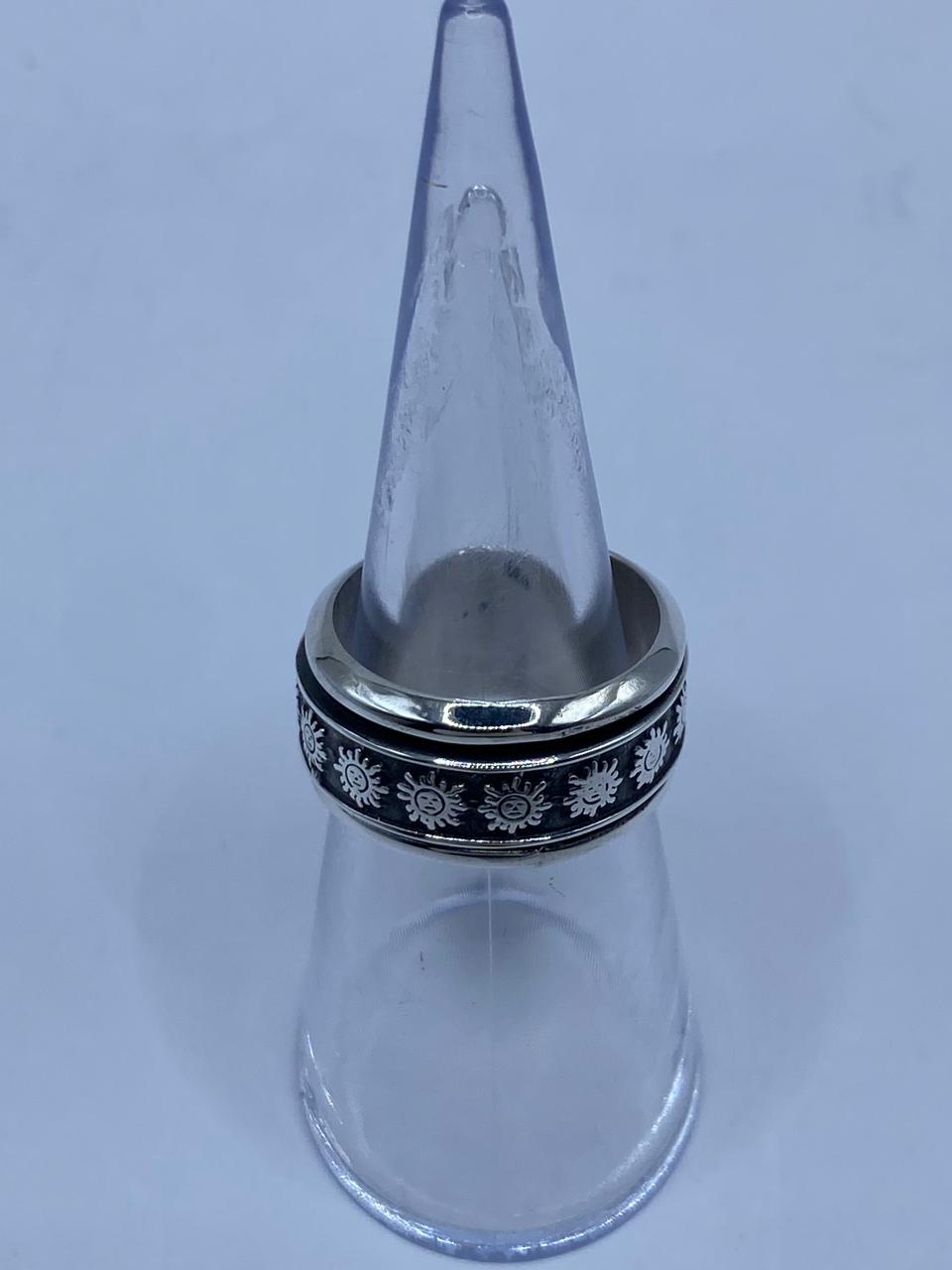 Anillo Giratorio de Plata 925 con Diseño de Soles