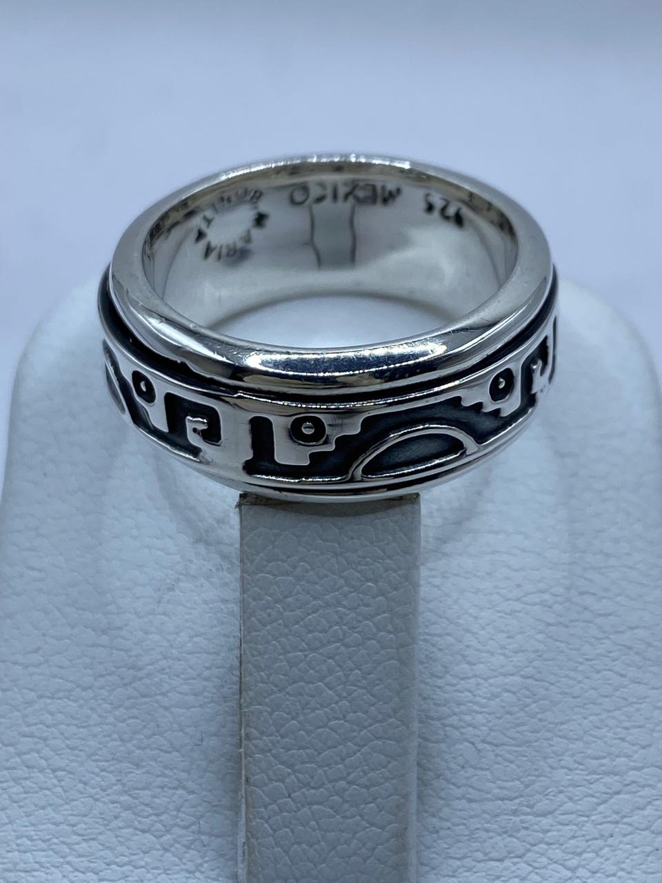 Anillo Giratorio de Plata .925 con Diseño Tribal, sello de autenticidad Plata Ley .925