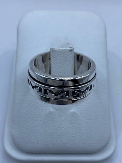 Anillo Giratorio de Plata 925 con Diseño Tribal Calado