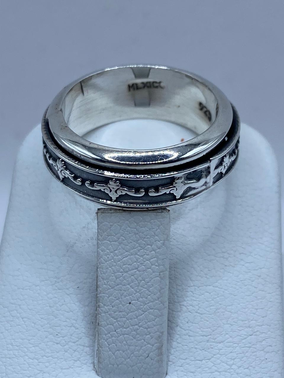 Anillo Giratorio de Plata 925 con Diseño Floral Clásico, sello de autenticidad Plata Ley .925
