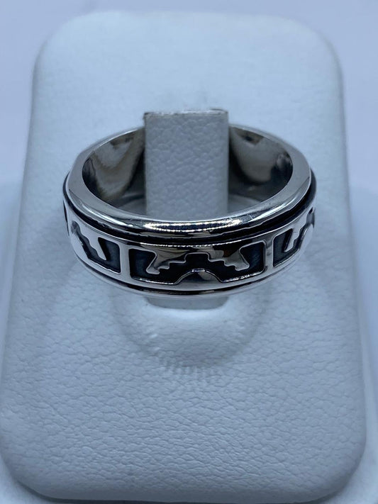 Anillo Giratorio de Plata 925 con Diseño Geométrico Abstracto