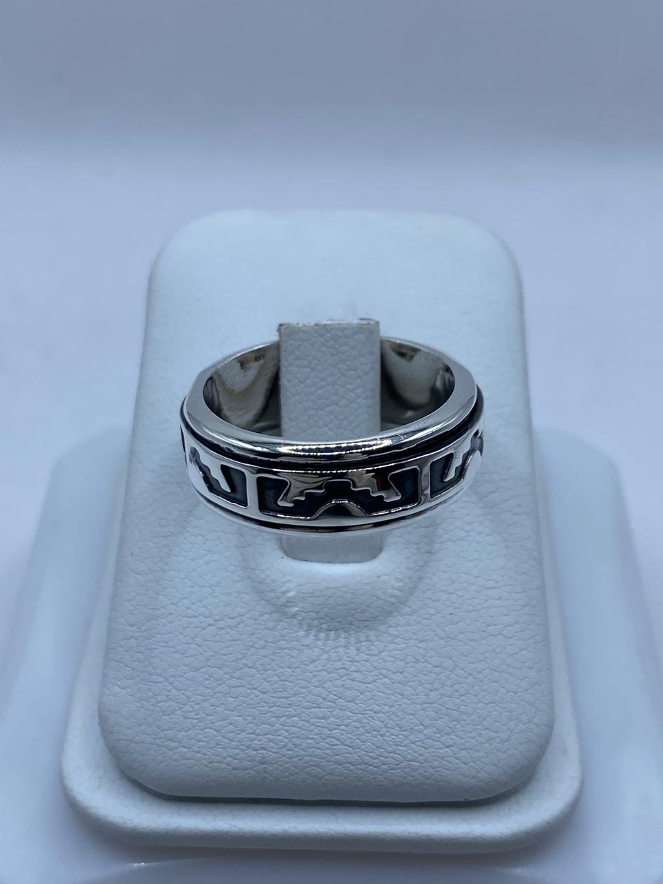 Anillo Giratorio de Plata 925 con Diseño Geométrico Abstracto