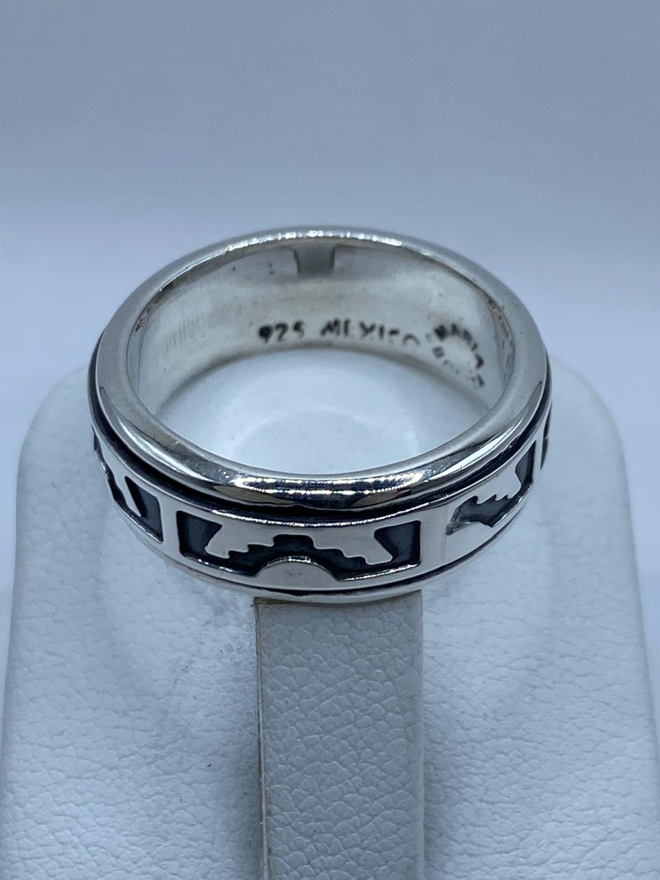 Anillo Giratorio de Plata 925 con Diseño Geométrico Abstracto, sello de autenticidad Plata Ley .925