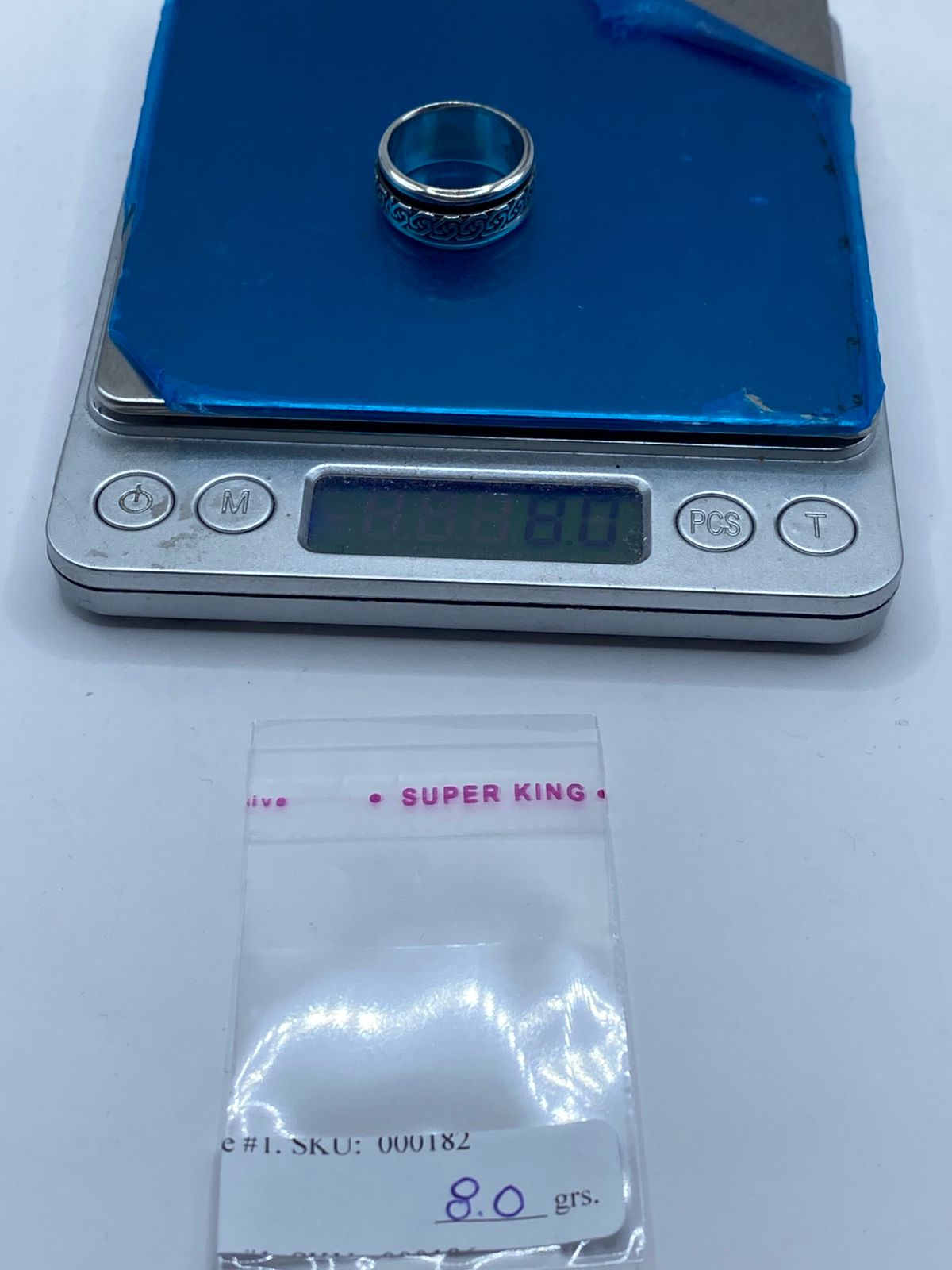 Anillo Giratorio de Plata 925 con Diseño Greca Clásica, peso en gramos (báscula)