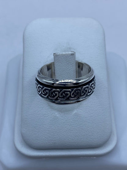 Anillo Giratorio de Plata 925 con Diseño Greca Clásica