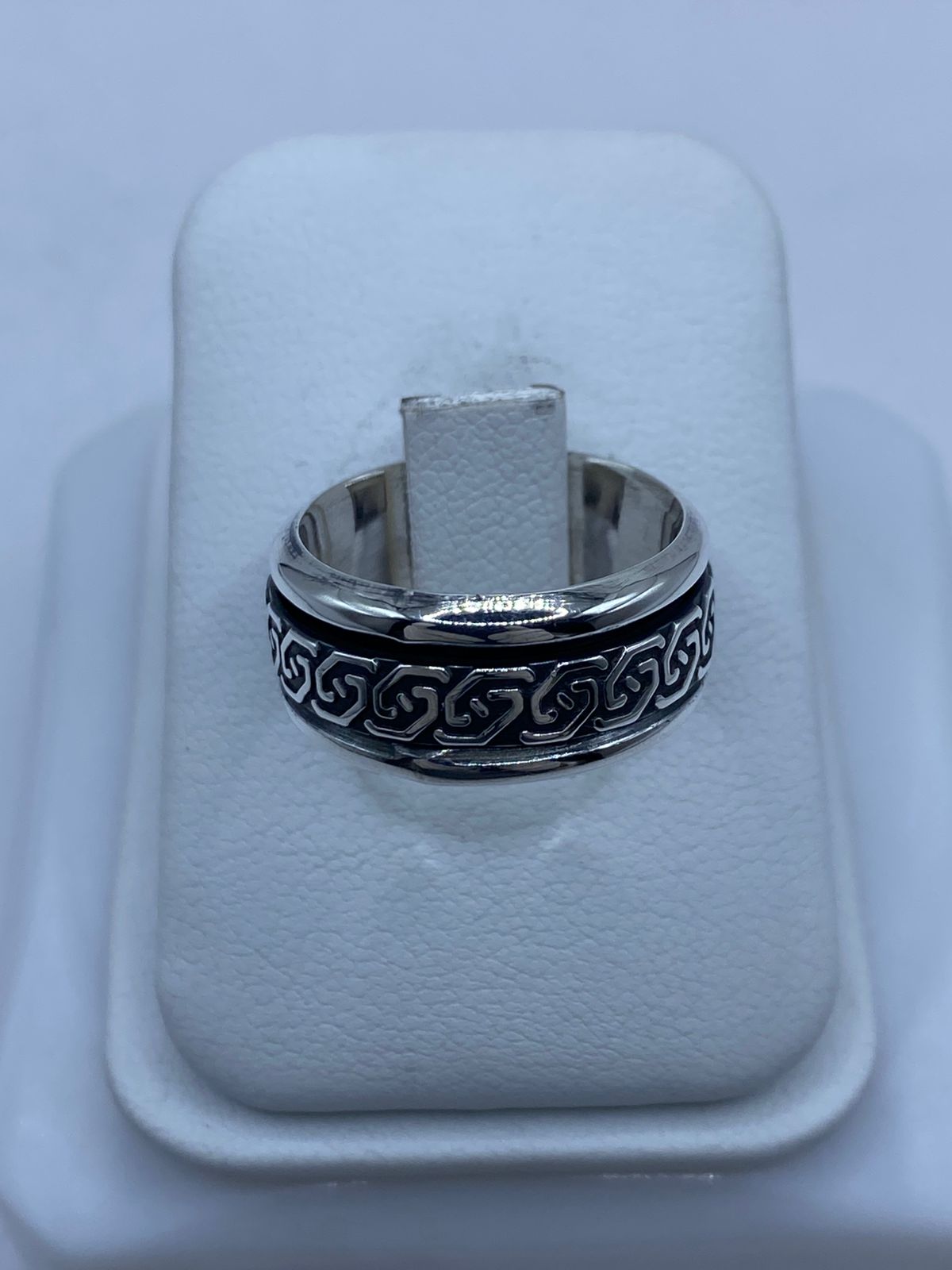 Anillo Giratorio de Plata 925 con Diseño Greca Clásica