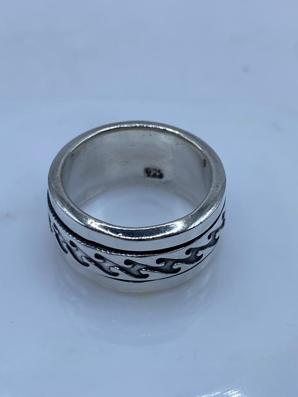Anillo Giratorio Plata .925 “diseño Tribal Abstracto, sello de autenticidad Plata Ley .925