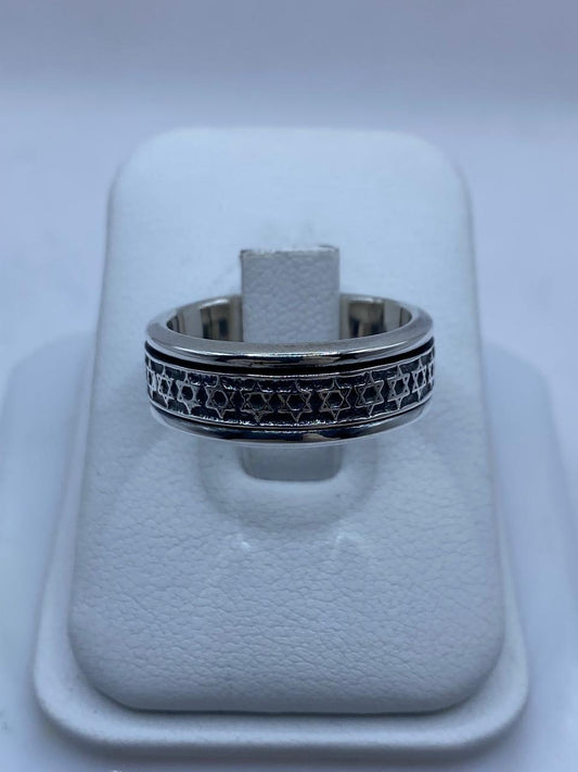 Anillo Giratorio de Plata 925 con Estrellas de David — vista lateral