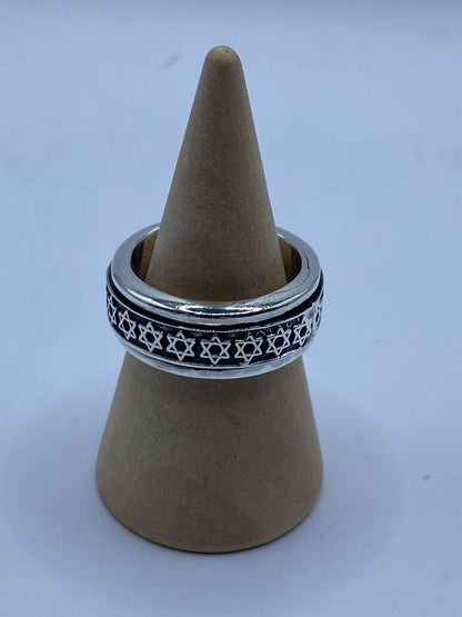 Anillo Giratorio de Plata 925 con Estrellas de David — vista lateral