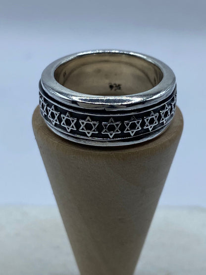 Anillo Giratorio de Plata 925 con Estrellas de David