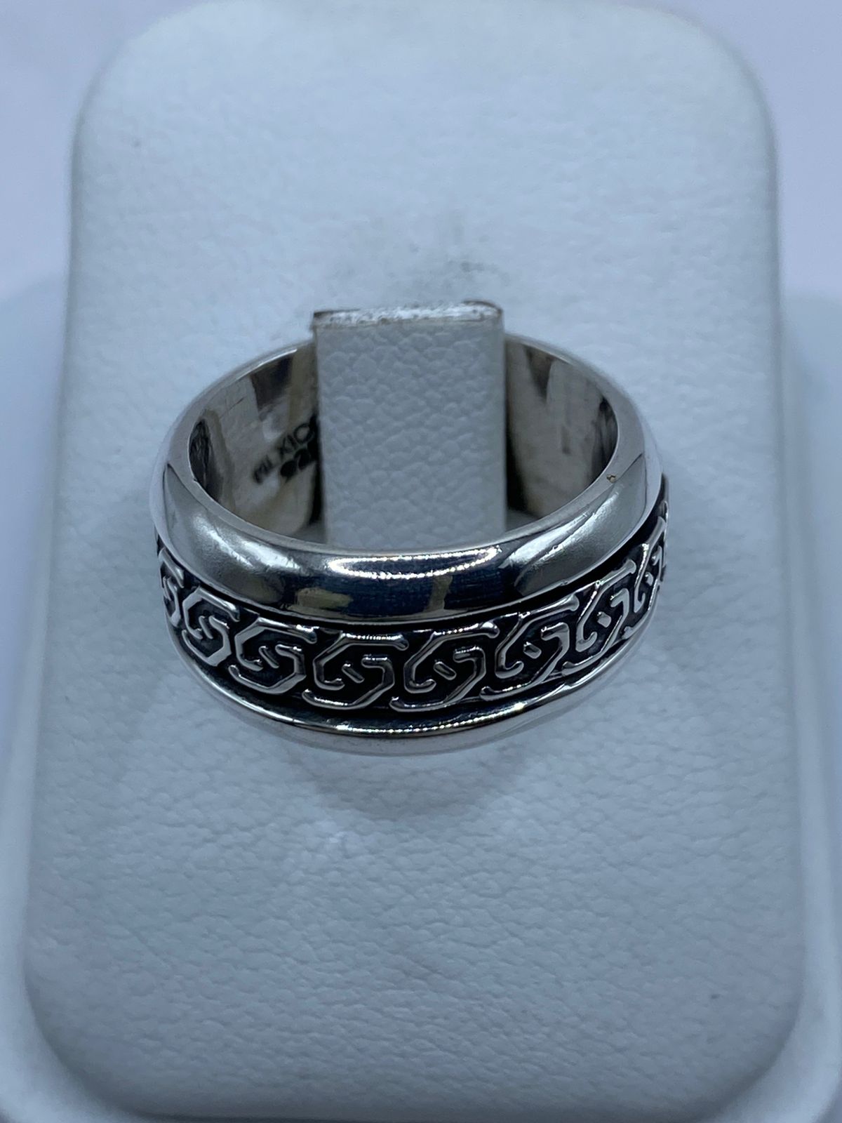 Anillo Giratorio de Plata 925 con Greca Clásica, vista frontal