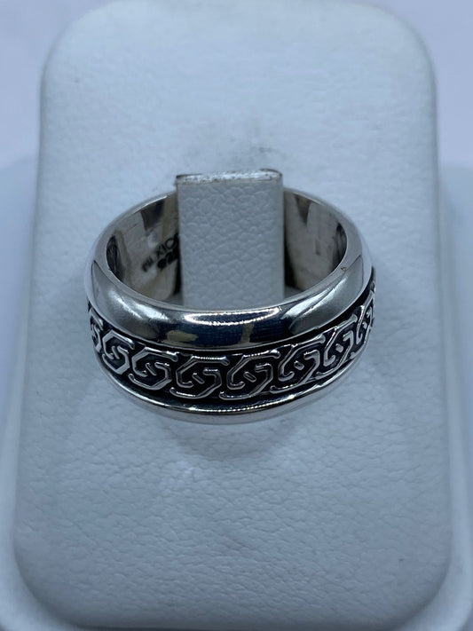 Anillo Giratorio de Plata 925 con Greca Clásica, vista frontal