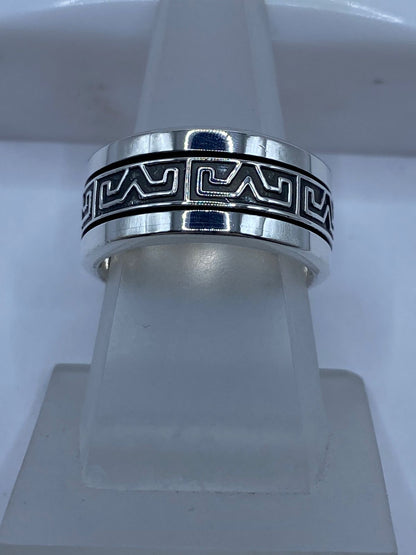 Anillo Giratorio de Plata .925 con Greca Clásica — vista lateral