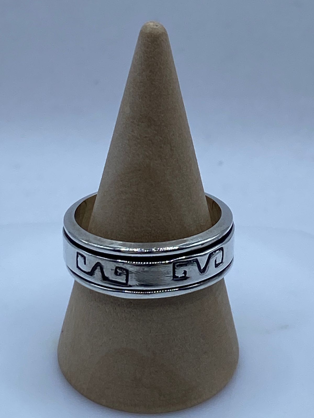 Anillo Giratorio de Plata 925 con Grecas Prehispánicas
