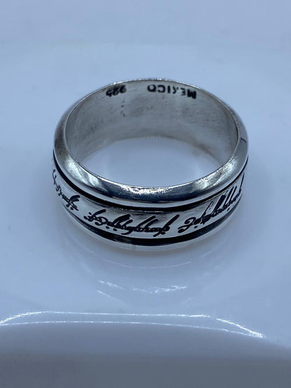 Anillo Giratorio de Plata 925 con Inscripción “el Hobbit”, sello de autenticidad Plata Ley .925