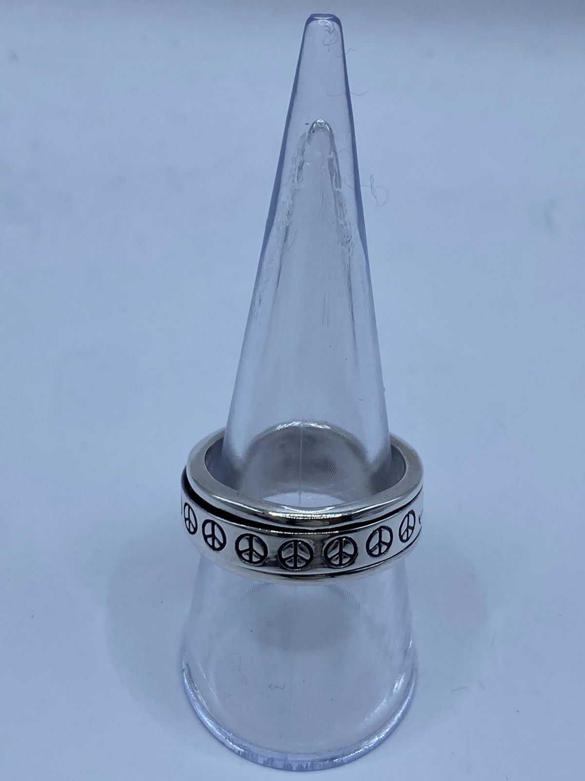 Anillo Giratorio de Plata 925 con Símbolos de Paz