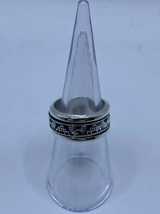 Anillo Giratorio de Plata 925 con Símbolos Prehispánicos — vista lateral