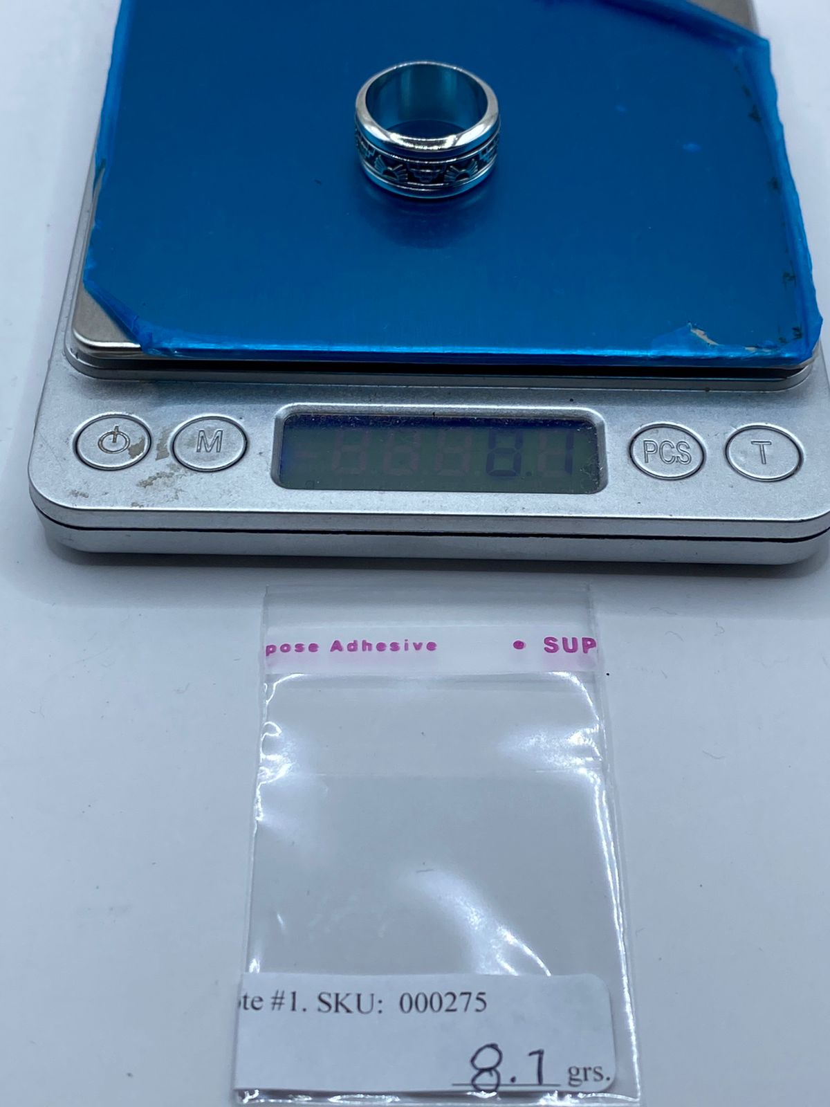 Anillo Giratorio de Plata 925 con Símbolos Prehispánicos, peso en gramos (báscula)