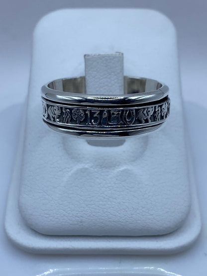 Anillo Giratorio de Plata 925 con Símbolos de la Suerte, vista frontal