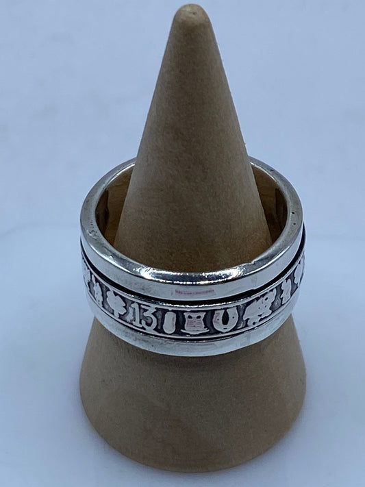 Anillo Giratorio de Plata 925 con Símbolos de la Suerte