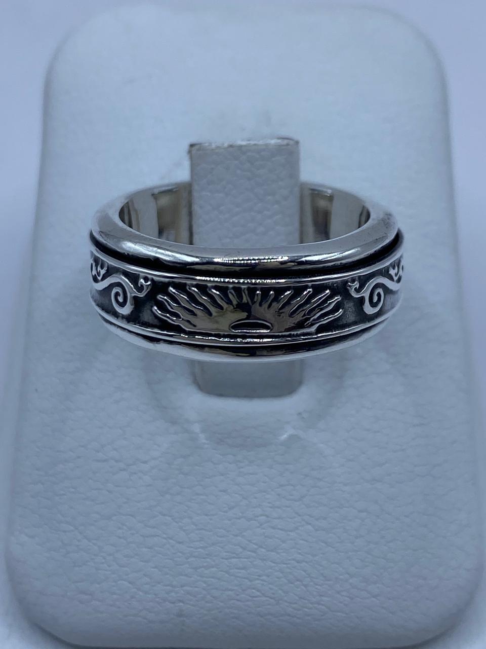 Anillo Giratorio de Plata 925 con Sol Naciente — vista lateral