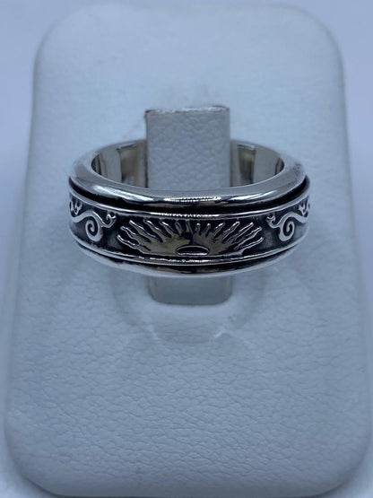 Anillo Giratorio de Plata 925 con Sol Naciente — vista lateral