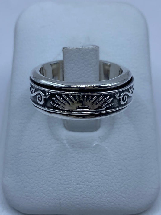 Anillo Giratorio de Plata 925 con Sol Naciente — vista lateral