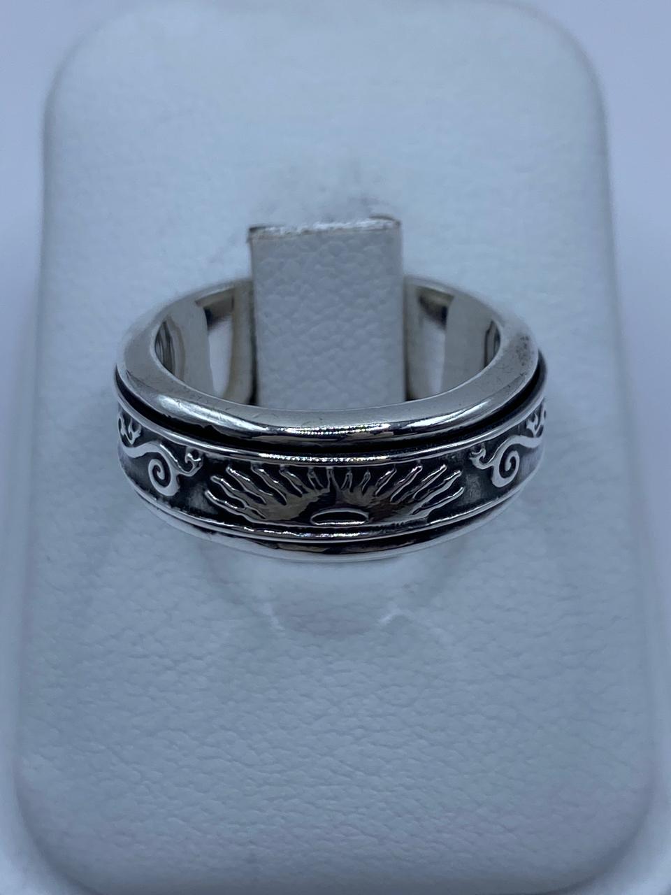 Anillo Giratorio de Plata 925 con Sol Naciente, vista frontal
