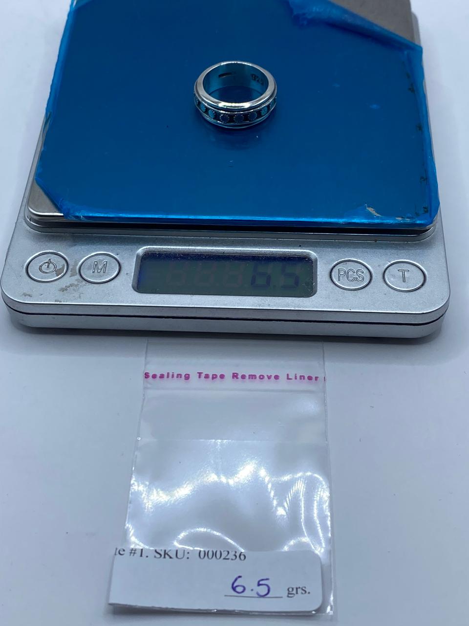 Anillo Giratorio de Soles en Plata 925, peso en gramos (báscula)