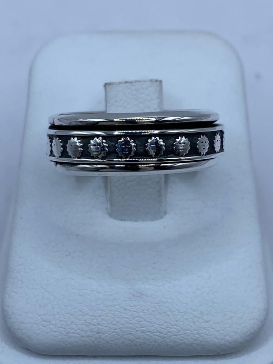 Anillo Giratorio Soles Prehispánicos en Plata .925 — vista lateral