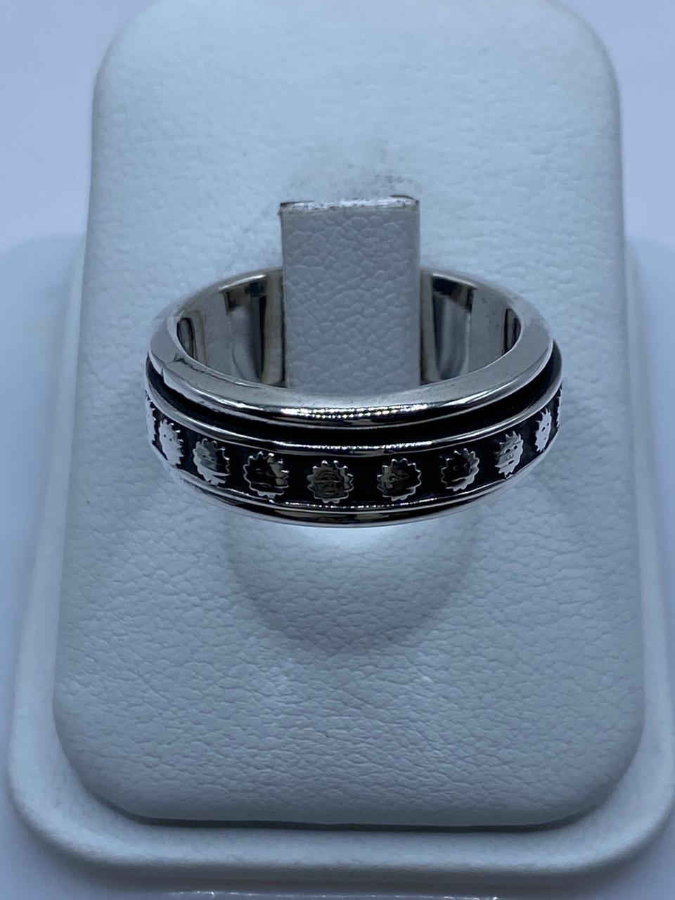 Anillo Giratorio Soles Prehispánicos en Plata .925, vista frontal