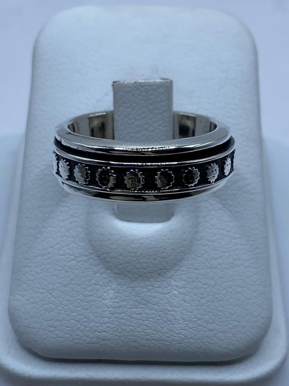 Anillo Giratorio Soles Prehispánicos en Plata .925, vista lateral