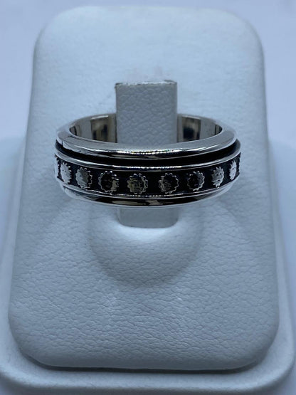 Anillo Giratorio Soles Prehispánicos en Plata .925, vista lateral