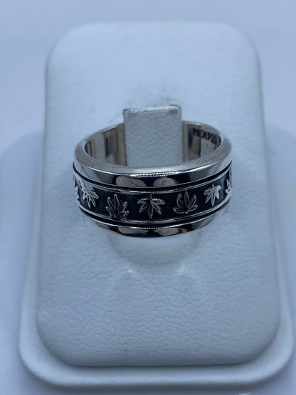 Anillo Giratorio “hojas de Otoño” en Plata 925 — vista lateral