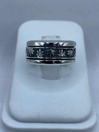 Anillo Giratorio “hojas de Otoño” en Plata 925, vista lateral