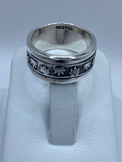 Anillo Giratorio “hojas de Otoño” en Plata 925, sello de autenticidad Plata Ley .925