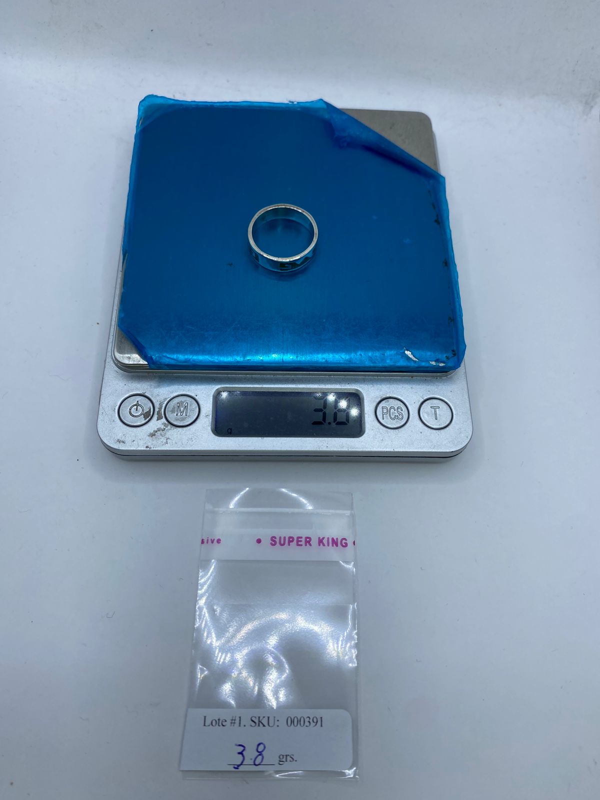 Anillo Greca Ancestral en Plata .925 con Malaquita Natural, peso en gramos (báscula)