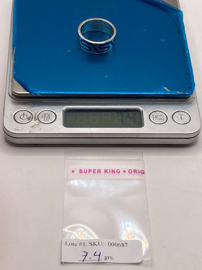 Anillo Greca Azul de Plata .925 con Incrustaciones, peso en gramos (báscula)