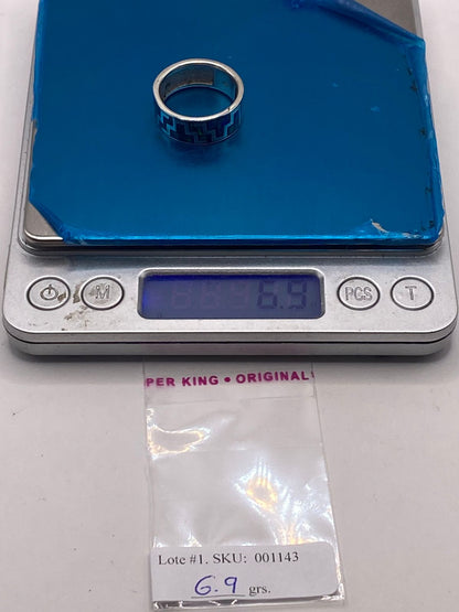 Anillo Greca Geometrica Continua con Ópalo de Fuego en Plata .950, peso en gramos (báscula)