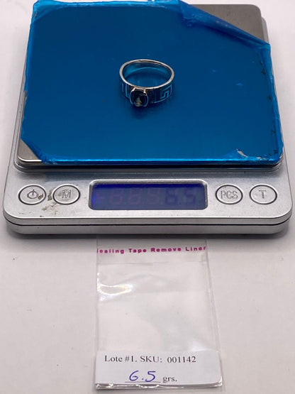 Anillo Greca Geométrica con Ópalo de Fuego y Zirconia en Plata .950, peso en gramos (báscula)
