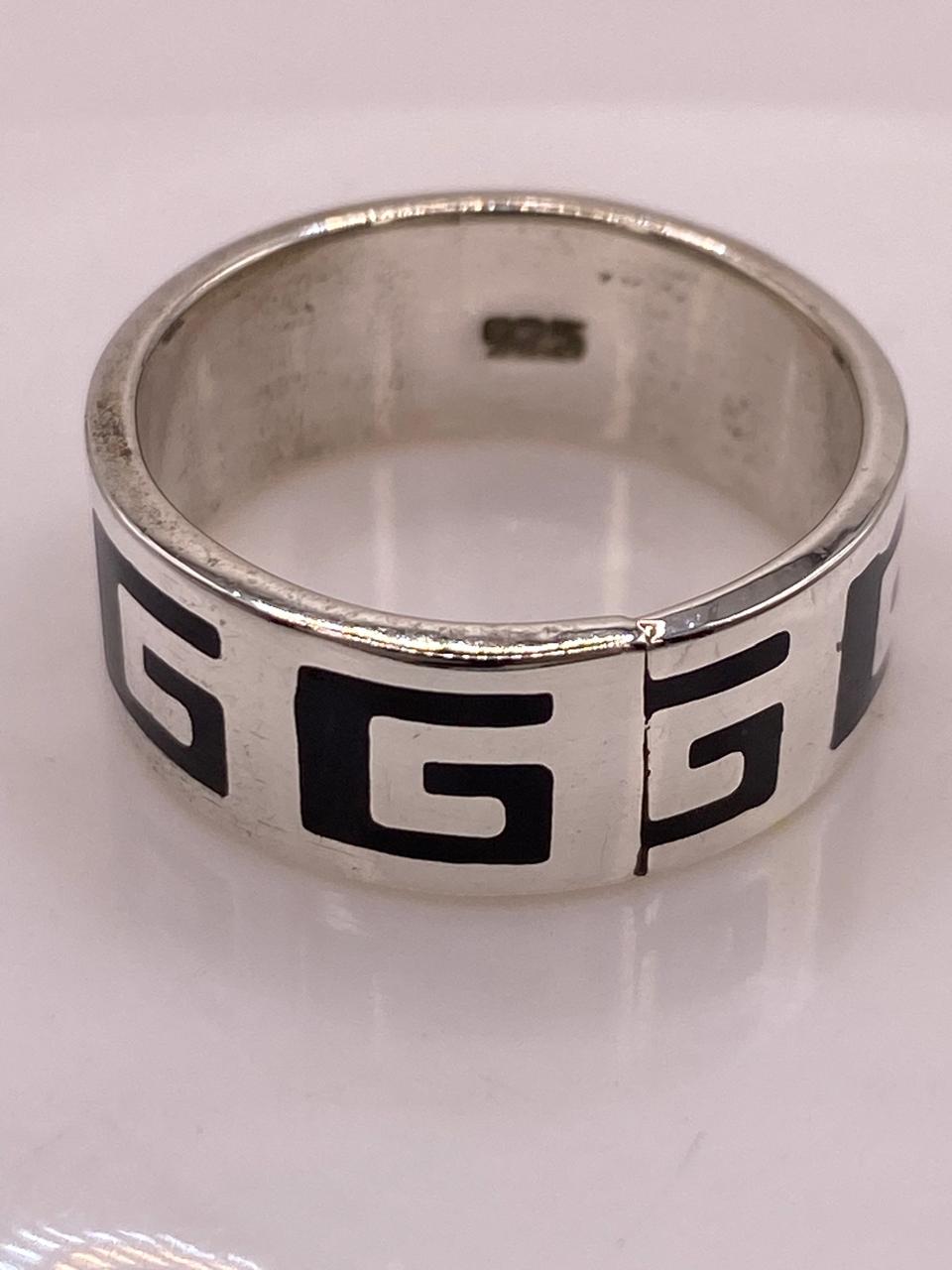 Anillo Greca Geométrica en Plata .925, sello de autenticidad Plata Ley .925