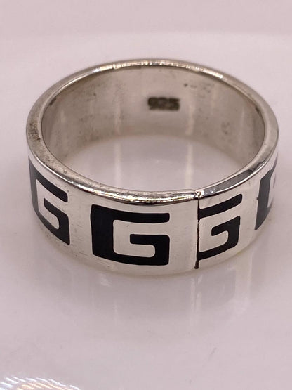 Anillo Greca Geométrica en Plata .925, sello de autenticidad Plata Ley .925