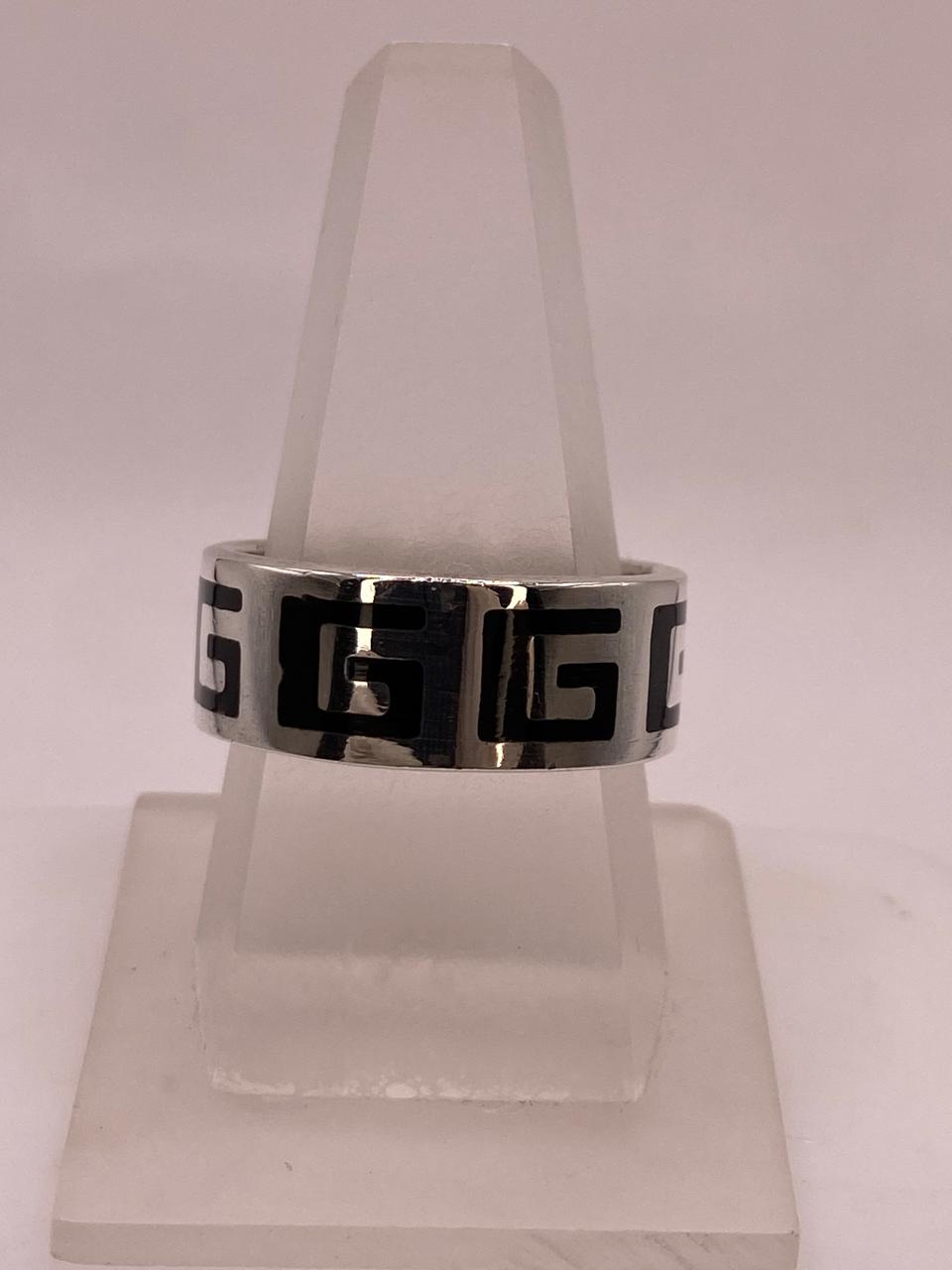 Anillo Greca Geométrica en Plata .925, vista lateral